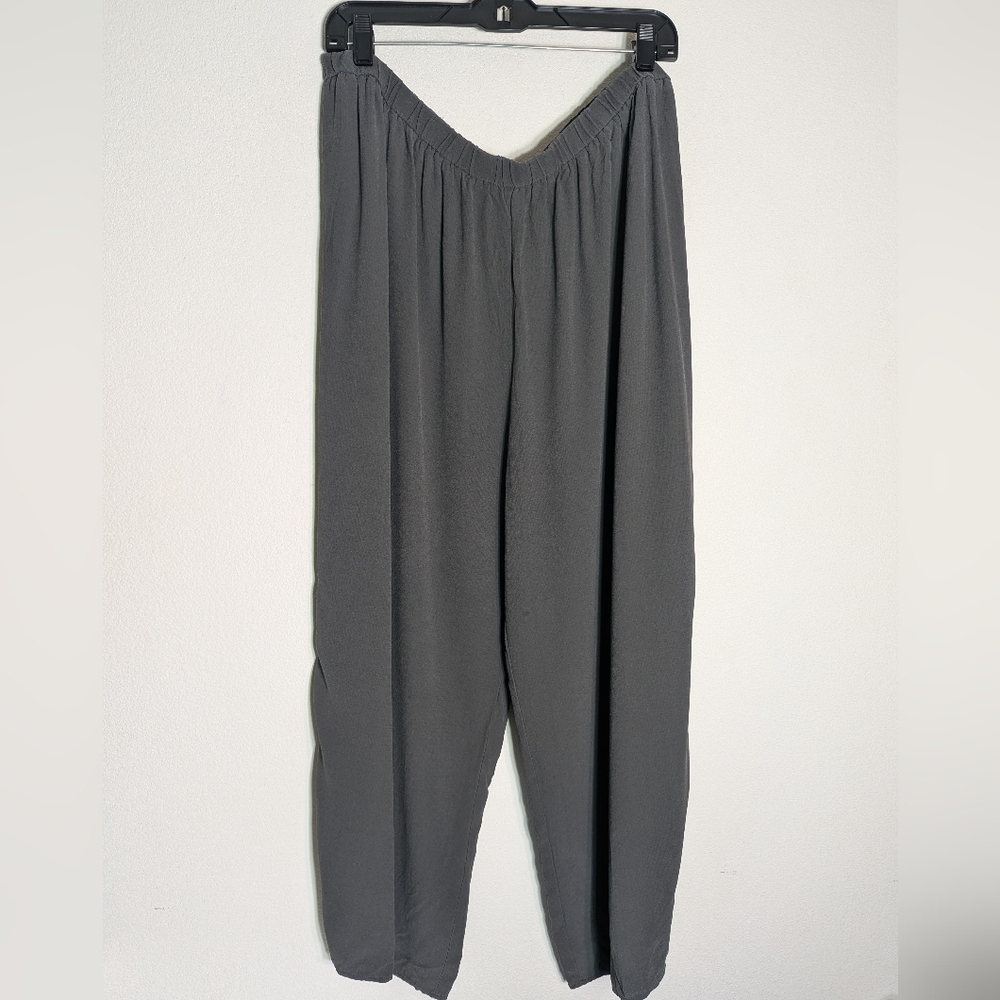 Eileen Fisher Women's Pants 100% Silk High Rise Wide‎ Leg Pull On Plus Size 2X